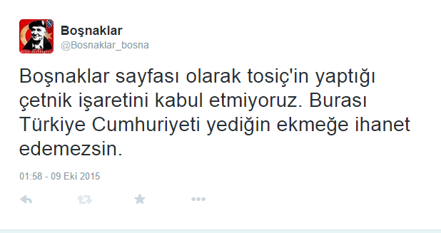 Tosic’in Çetnik Selamına Twitter Boşnaklar Hesabından Kınama Mesajı
